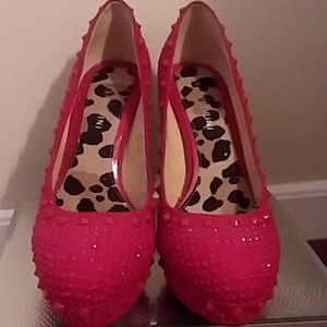 Gianni Bini red studded platform heels